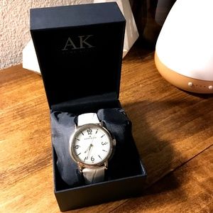 Anne Klein Genuine Leather Collection White Watch